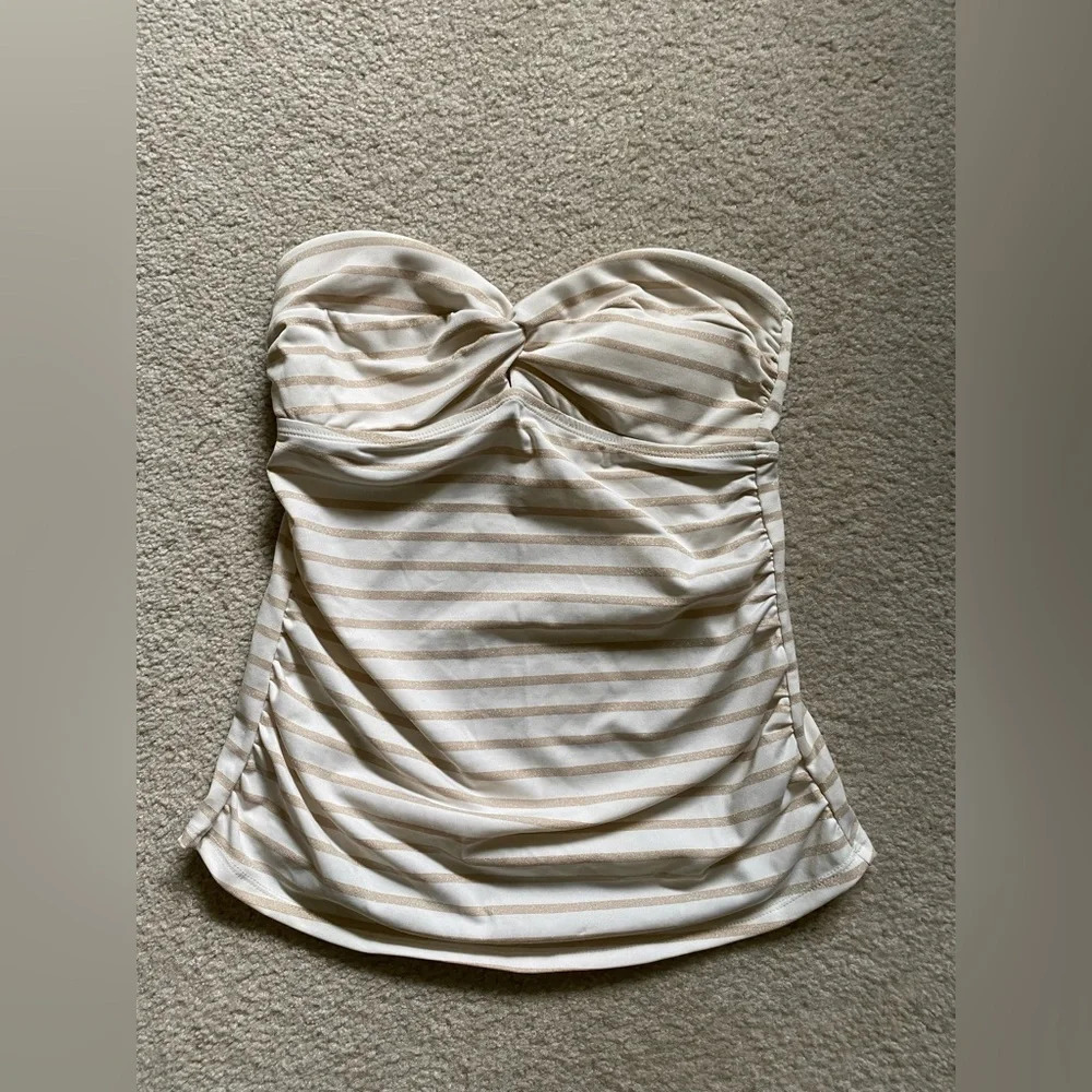 Cream and gold tube top bathing suit swim top